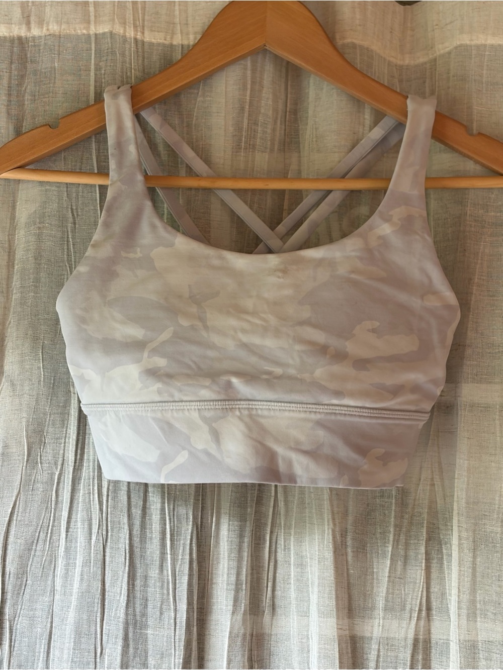 Lululemon Energy Long Line Bra Light Grey Camo Size 6